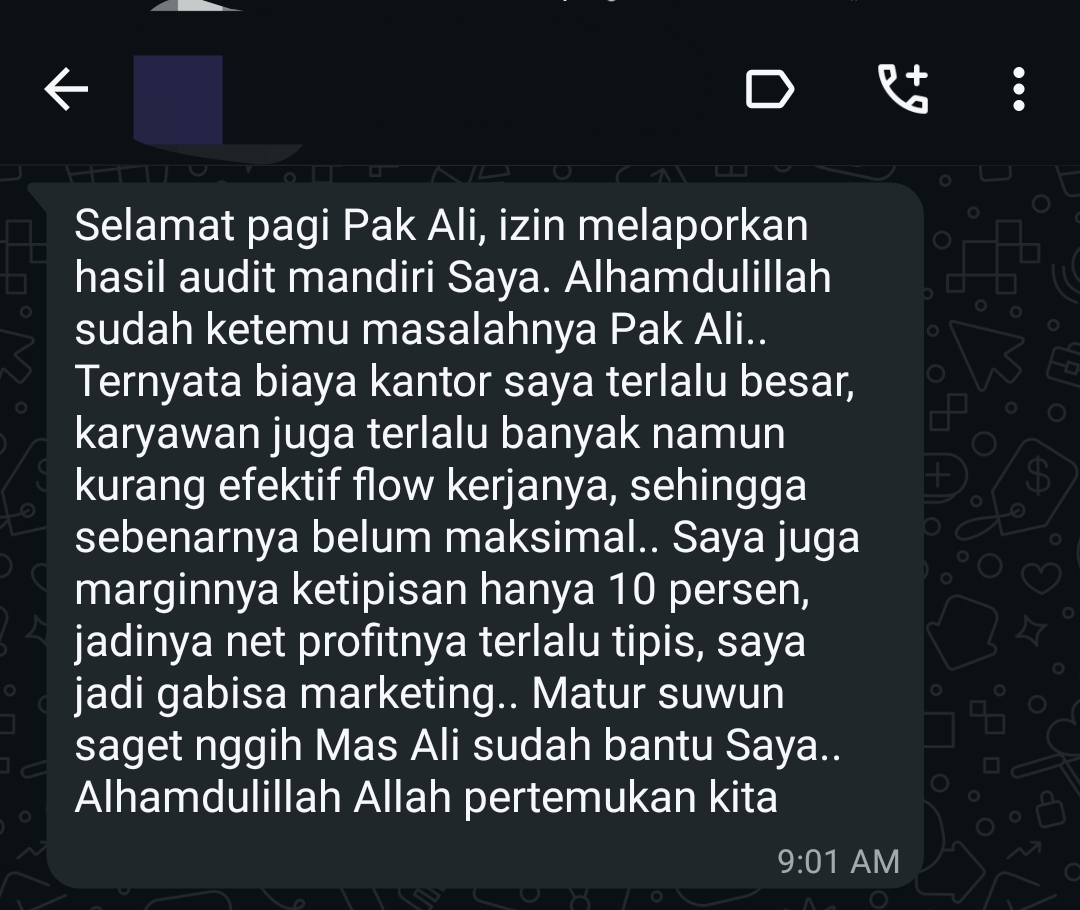 Testimoni Restrukturisasi Biaya